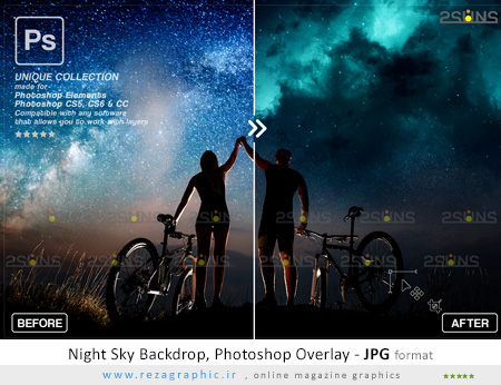 تصاویر پوششی فتوشاپ پس زمینه آسمان شب - Night Sky Backdrop, Photoshop Overlay